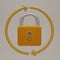 3d render Lock reload icon, Realistic Yellow Locked padlock with arrow circle. Minimal secure key protection. 3d rendering