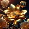 3d render of a lotus flower with golden petals. AI generated
