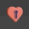 3D render love lock, heart shape 3d with lock hole
