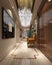 3d render of luxury hotel corridor