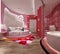 3d render of luxury pink hotel room