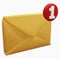 3D render mail envelope icon. Unread message