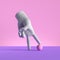3d render, mannequin hand, ball game. Football metaphor, two fingers play gesture, isolated on pink background