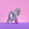 3d render, mannequin hand and ball, open palm, relaxed gesture, isolated on pink background, minimal fashion concept