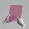 3d render mannequin hands holding gadget. Minimal futuristic technology concept. Pink plastic glass pad, electronic device