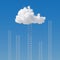 3d render, many ladders under the white cloud on the blue sky. Success metaphor, surreal dream, opportunity or choice concept