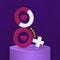 3D Render, March of Text 8 With Venus Symbol On Purple Podium For Happy Women\\\'s Day