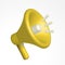 3d render megaphone equipment. Yellow Symbol loudspeaker. Social media realistic sign. Advertising and promotion. Vector