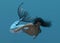 3D render : a merman creature is swimming in the deep  blue sea