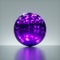 3d render. Metallic violet ball with light reflections, glossy chrome sphere object isolated on light silver background.