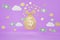 3d render of minimal money bag or coins purse that keeping coins and gold on purple background