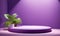 3d render of minimal product display podium with plant in pot.