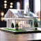 3d render model of a small living house on a table in a real estate agency. generative AI