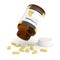 3d render of multivitamin bottle with pills