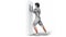 3d render of muscular man figure character training Calves Stretch workout against a wall