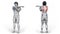 3d render of muscular man figure exercising Traps mid back Stretch