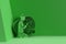 3D Render Muslim man praying  Namaz, Islamic Prayer  -Green Background