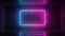 3d render of neon frame on background in the room. Banner design. Retrowave, synthwave, vaporwave illustration.