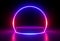 3d render, neon light, glowing lines, ultraviolet, stage, portal, round arch, pedestal, virtual reality, abstract background,