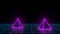 3d render of neon pyramid on grid background. Banner design. Retrowave, synthwave, vaporwave illustration. Party and