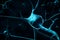 3d render of a neuron or nerve cell close-up on a dark background with copy space