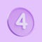 3D render Notice buttons with the number 4 icon isolated for social media reminders