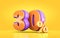 3d render orange and purple 30 percent number of promotional sale