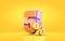 3d render orange and purple 5 percent number of promotional sale
