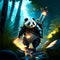 3d render of a panda warrior with a torch in his hand AI generated