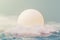 3d render of pastel ball, soaps bubbles, blobs that floating on the air with fluffy clouds and ocean. Romance land of dream scene