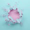 3d render, pastel pink blue broken wall, abstract fashion background, blank space for text, explosion, bullet hole, destruction,