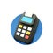 3d render payment terminal. 3d Credit card reader isolated on white background. Pos terminal 3d render icon.