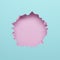 3d render, pink blue broken wall, abstract pastel background, blank space for text, bullet hole, destruction