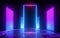 3d render, pink blue neon abstract background with vertical panels glowing in ultraviolet light, futuristic power generating