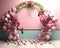 3d render of pink color birthday decor