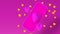 3d render. Pink phone and like heart icons on pink background