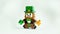 3D Render of Pixel Art or Blocks Leprechaun Toy Holding Hammers