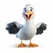 3d Render Plastic Cartoon Albatross Full Body On White Background