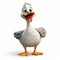 3d Render Plastic Cartoon Goose Full Body On White Background