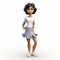 3d Render Plastic Cartoon Of Jasmine With Shirt And Short Hair