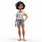 3d Render Plastic Cartoon Of Jasmine With Short Hair And Shirt