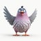 3d Render Plastic Cartoon Pigeon Full Body On White Background