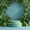 3D render of podium in lush tropical backdrop for display