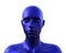 3D render. Portrait of a blue bald man on a white background.