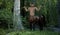 3D Render : portrait of handsome male centaur in the green willow forest with depth of field