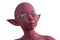 3d render. Portrait of a pink elf on a white background.