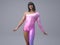 3D Render : Portrait of a transgender woman with shiny sparkling pink colour costume.