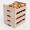 3D Render of Potatoes in Boxes