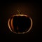 3d render, pumpkin illuminated with back light, isolated on black background, Halloween illustration