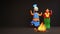 3D Render Of Punjabi Young Couple Doing Bhangra Dance And Lohri Festival Element On Black Background With Copy